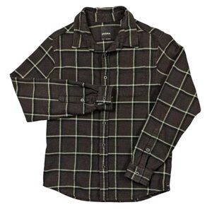 Prana Flannel Shirt Men's Size Small Long Sleeve Cotton Brown